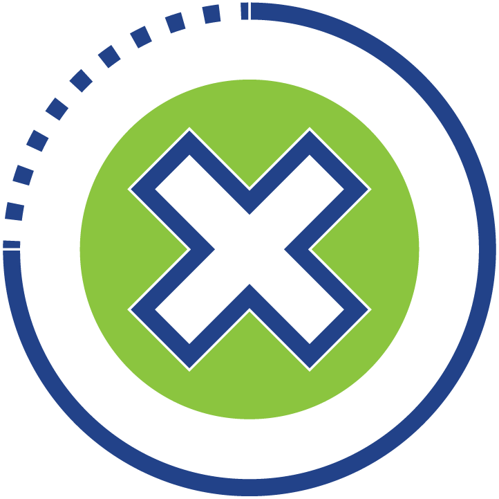 Icon with an X surrounded by a circle